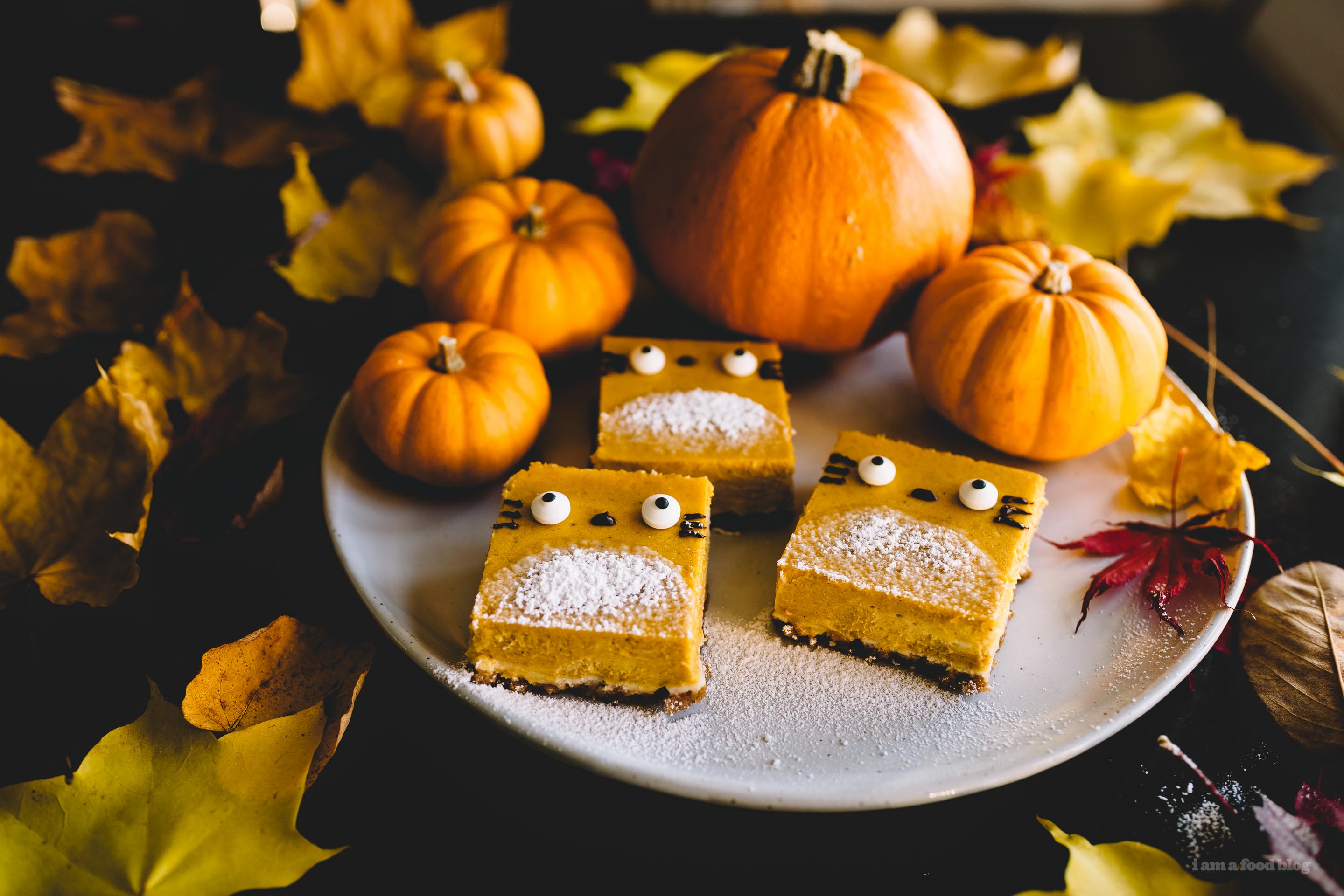 Pumpkin Cheesecake Bars: Totoro Edition