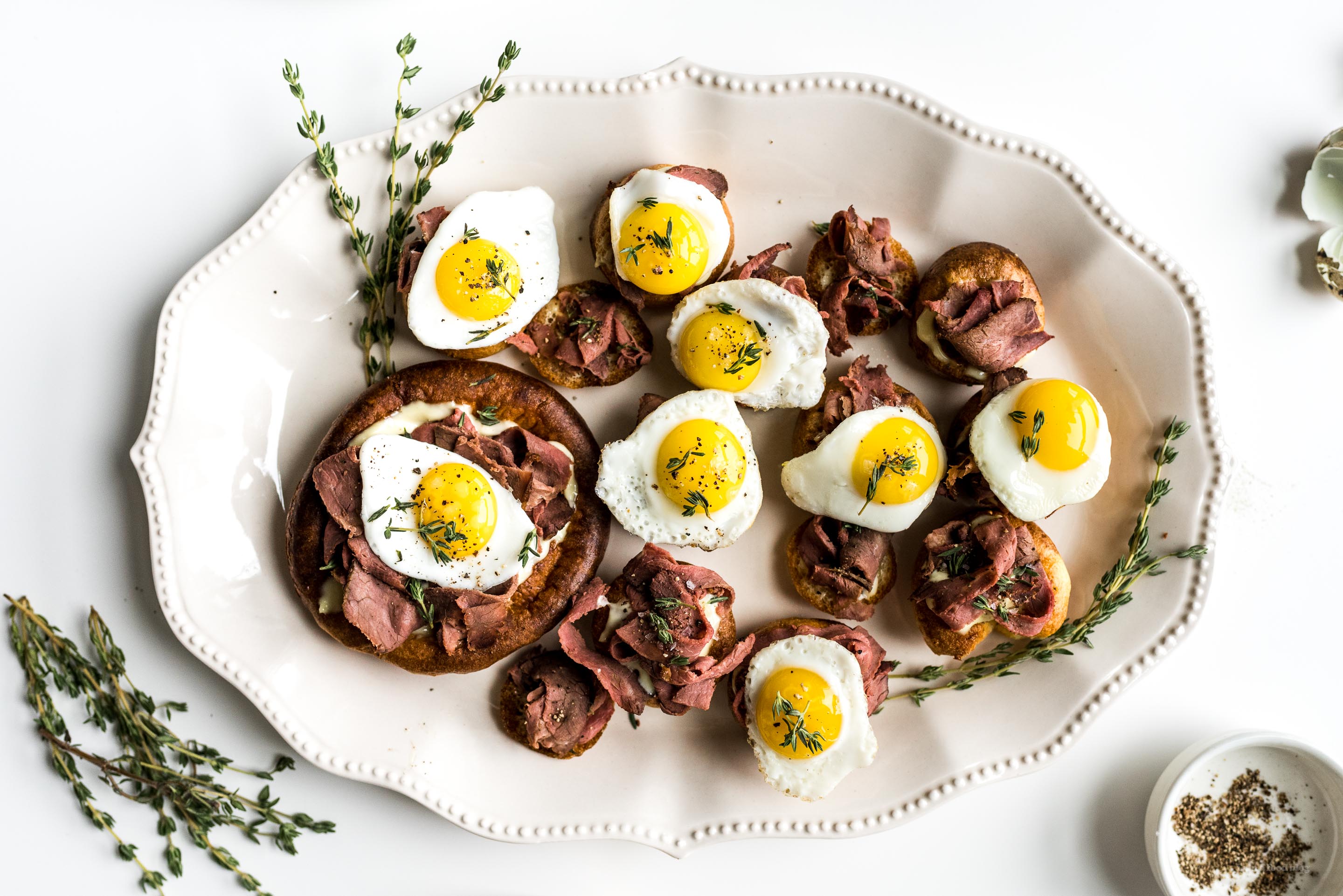 Sunday Brunch: Breakfast Yorkshire Puddings with Roast Beef and Eggs