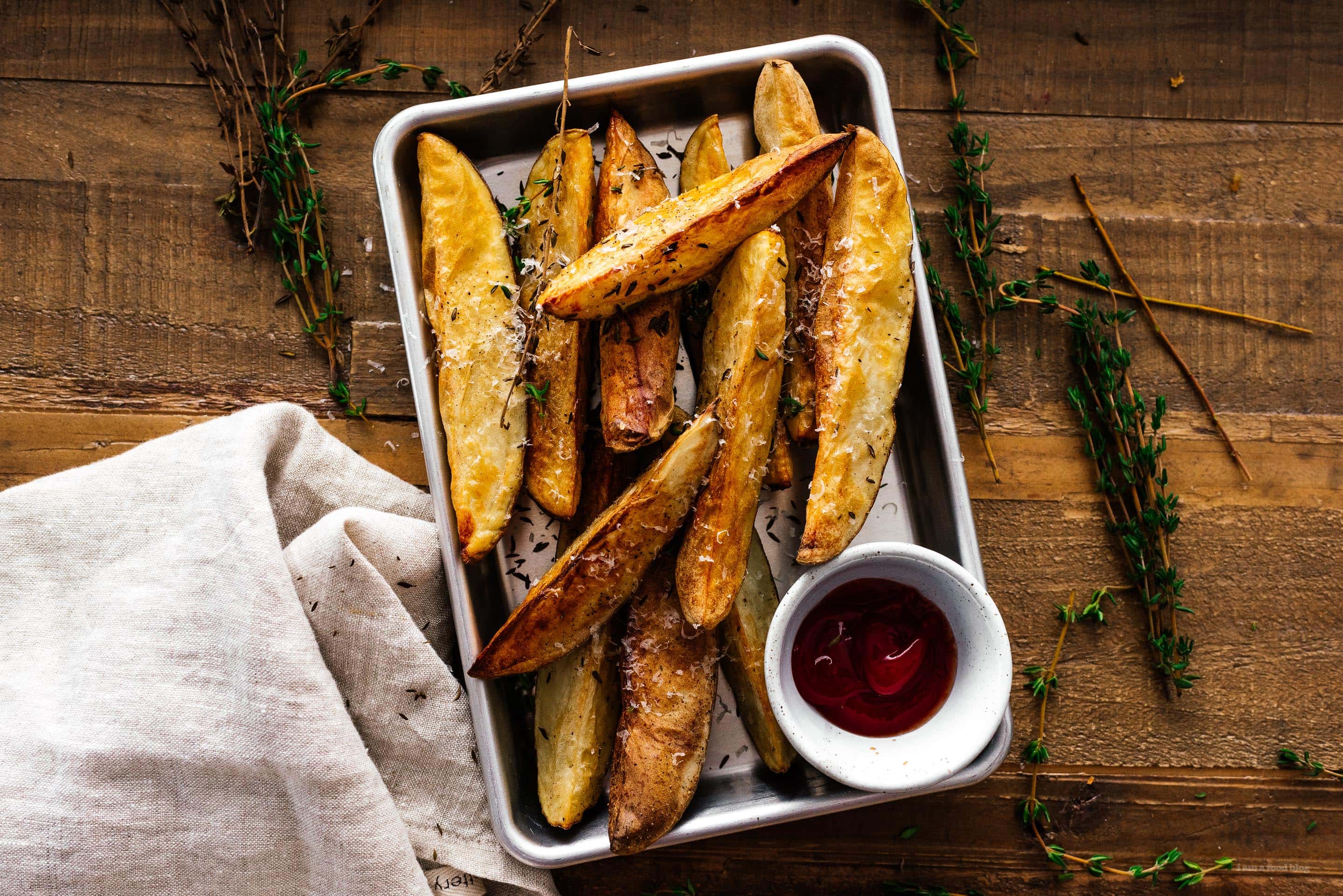 Crispy Air Fryer Parmesan and Thyme Roasted Wedge Fries