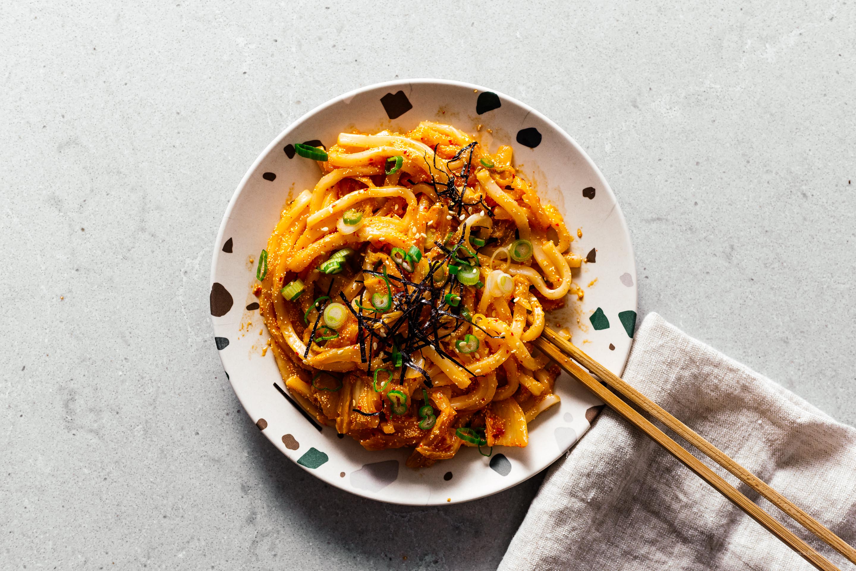 Spicy, Savory, and Completely Addictive Mentaiko Kimchi Udon