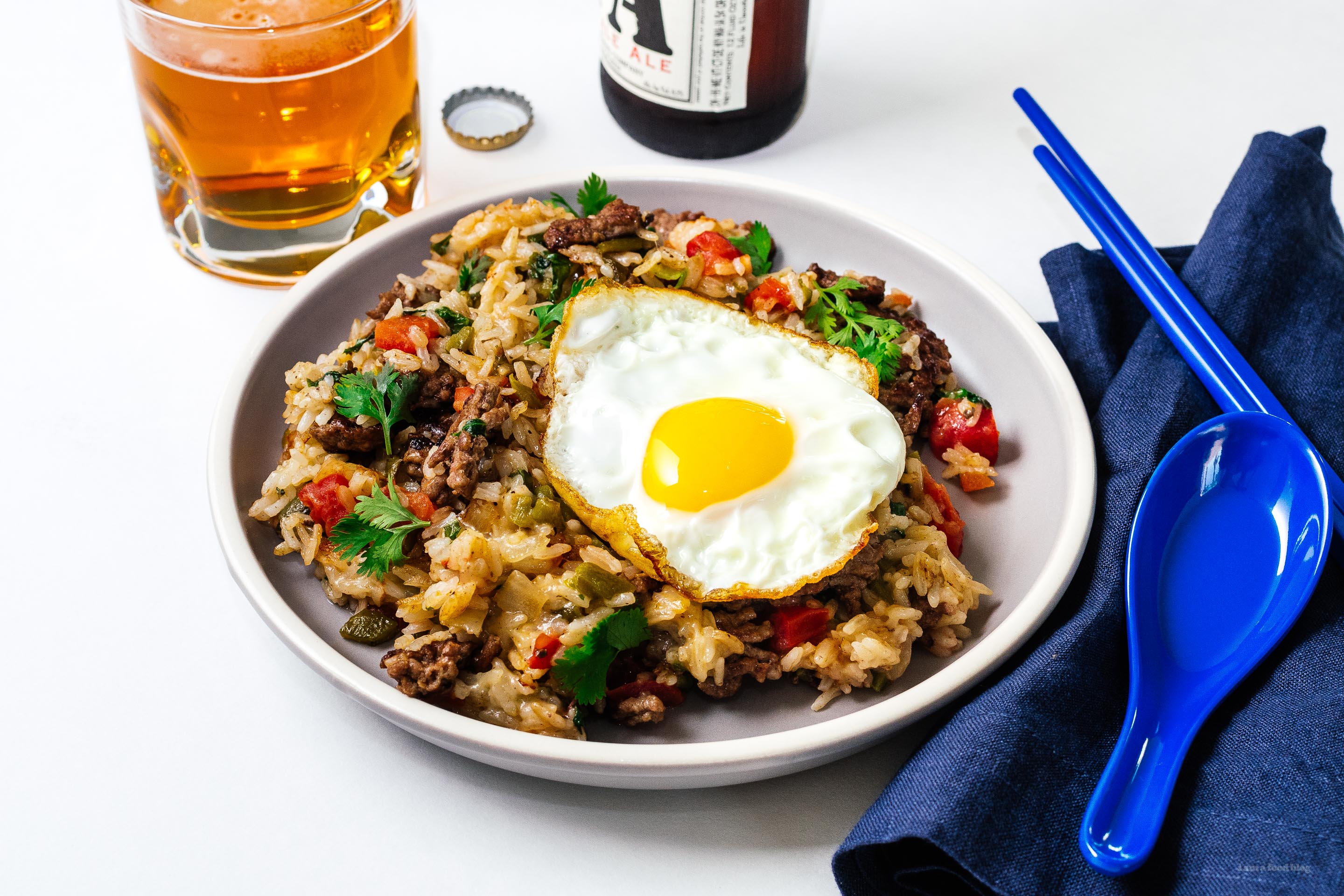 Hatch Green Chile Cheeseburger Fried Rice