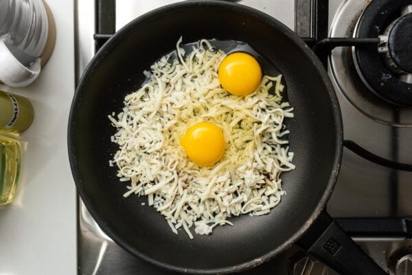 cheese and eggs in pan | www.iamafoodblog.com